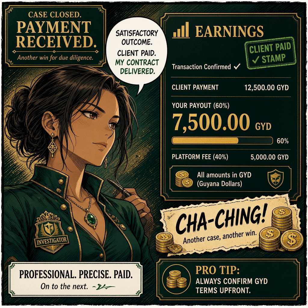 Earnings screen showing 60 percent payout